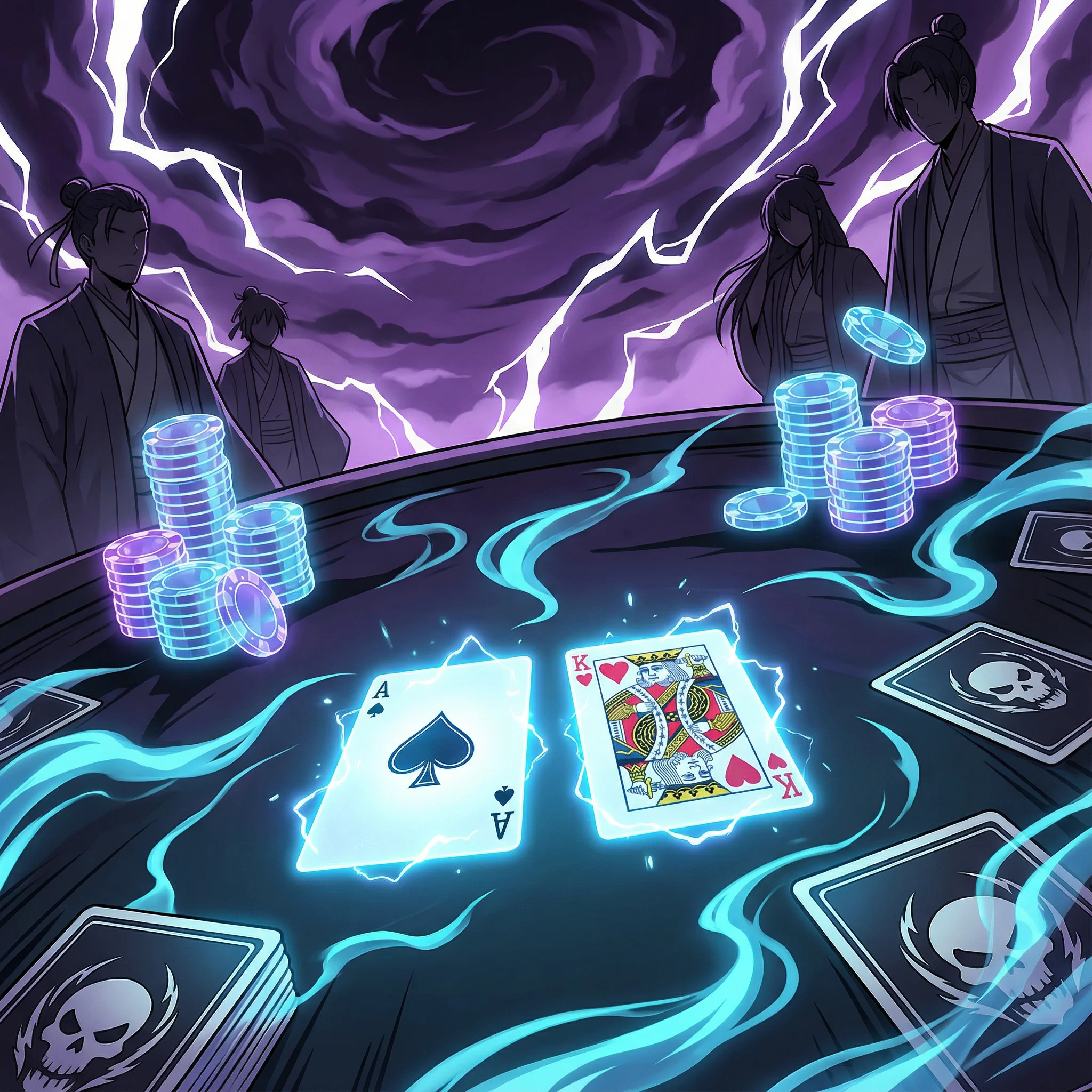 Mesa de blackjack con cartas y fichas